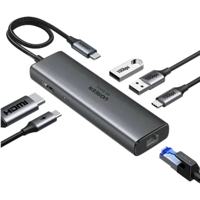 محول يو جرين 6 في 1 بمنفذ USB-C، منفذ HDMI بدقة 4K 60 هرتز، USB 3.0، قارئ بطاقات SD/TF لأجهزة MacBook Pro Air و iPhone 15 Pro - يوجرين - Image 8